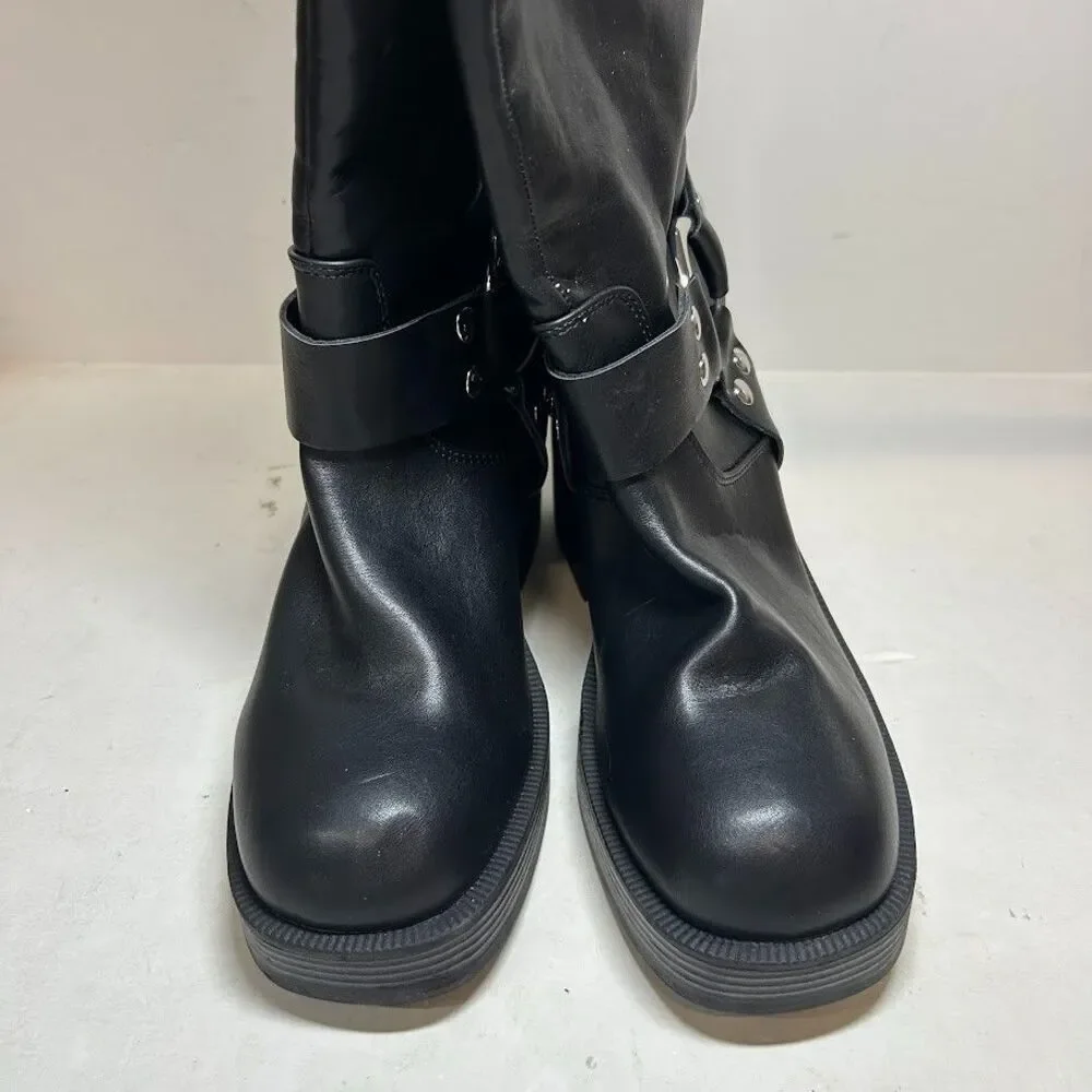 Madden Girl Womens 9 M Black Touring Harness Strap Studded Boots DISPLAY QK7
